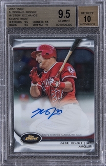 2012 Topps Finest Autograph Rookie Mystery Exchange #3 Mike Trout Signed Rookie Card (#33/100) - BGS GEM MT 9.5/BGS 10